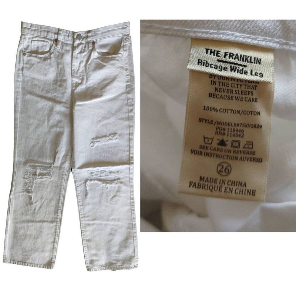Franklin Ribcage Optic White Wide Leg Jean by Blank NYC Sz 26 31" Inseam - Picture 5 of 6